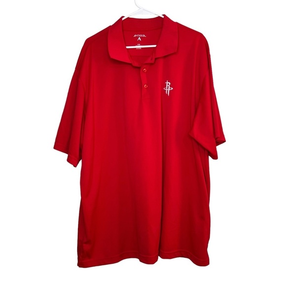Houston Rockets Mens XXL Short Sleeve Polo Shirt Red Antigua - Picture 1 of 8